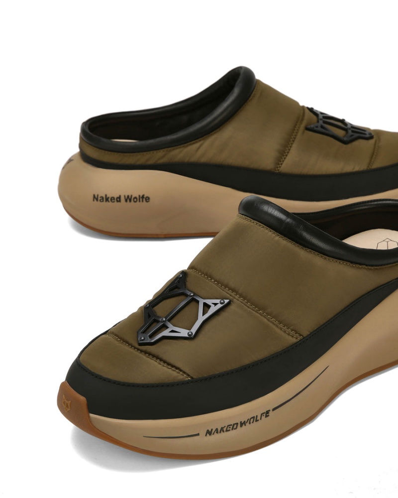Kapcie Męskie Naked Wolfe Tide Khaki Czarne | PNA8220LX